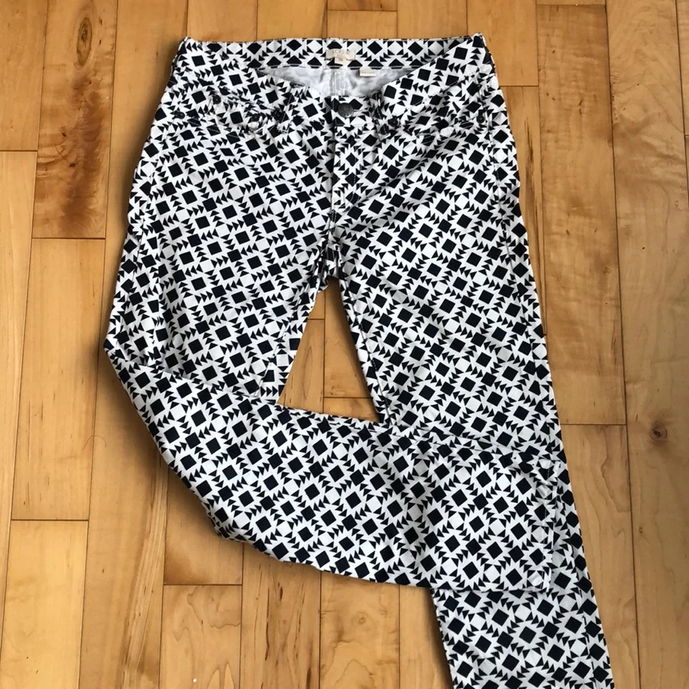 Vintage Y2K J.Crew Navy and White Graphic Print Stretch Jeans Pants Size 26
